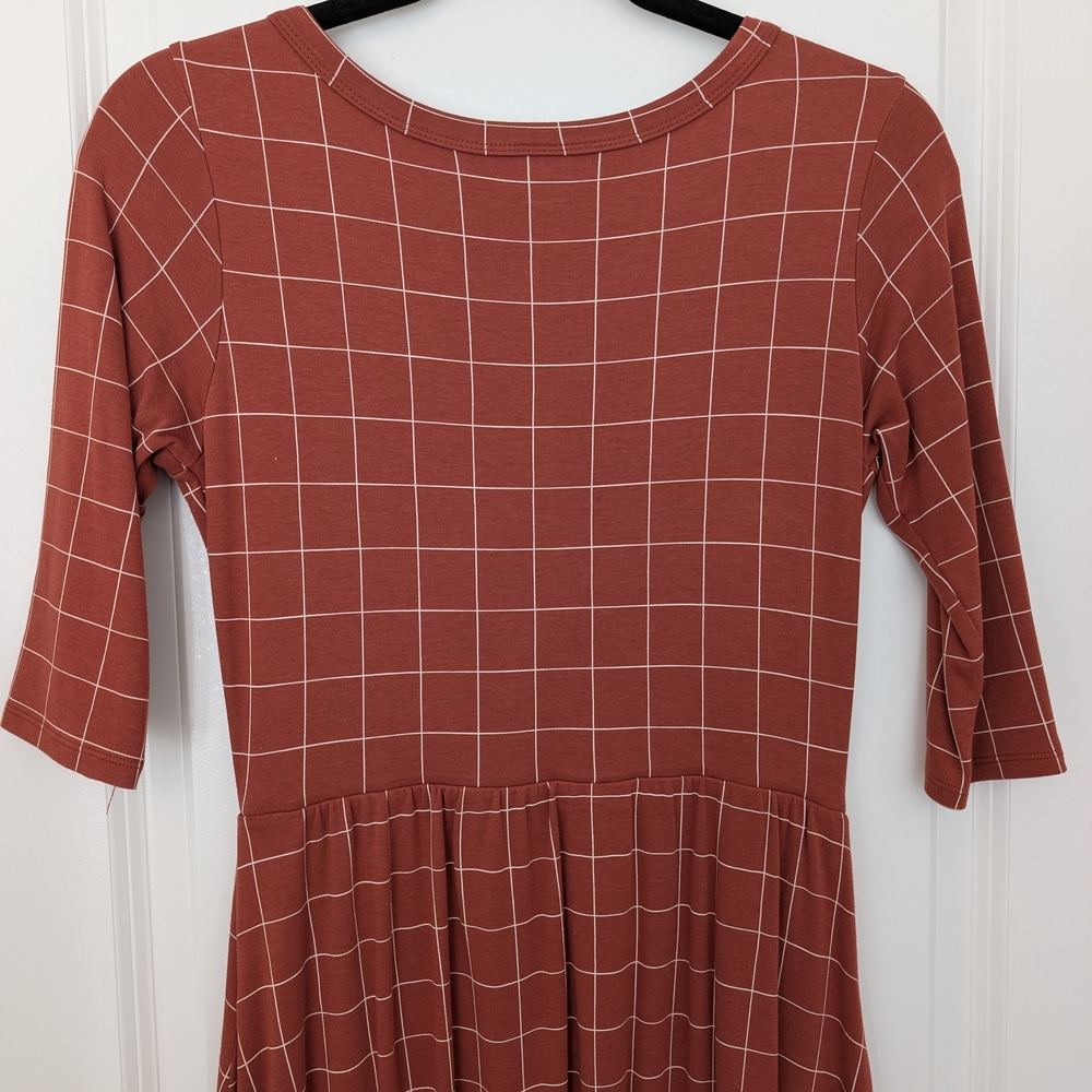 Women's Rust Checkered Dress - Picture 3 of 4